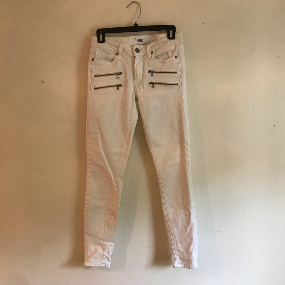 Paige White Jeans with Zipper Pockets